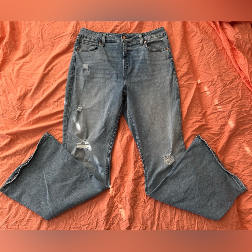 Maurices Light Blue Distressed Straight Leg Jeans